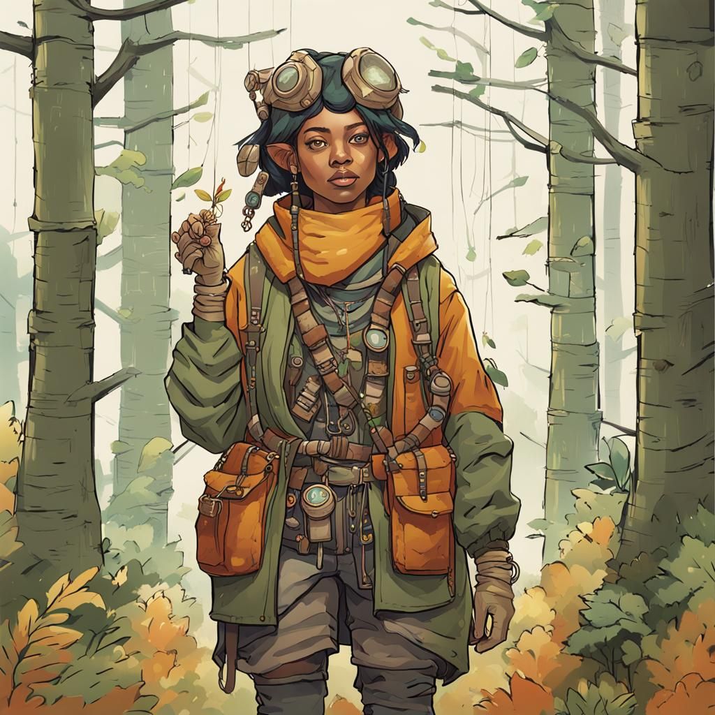 Druid Woman Casting Spell in Forest, Dark Fantasy Art