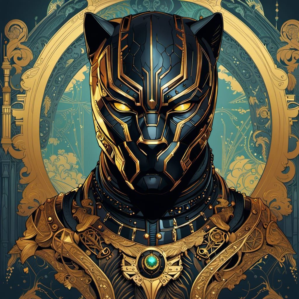 Steampunk Black Panther Digital Painting