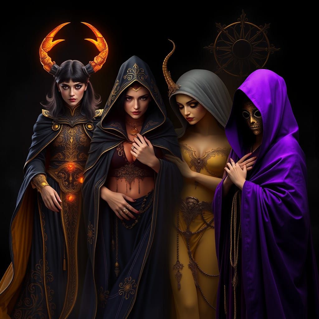 Mysterious Women Engage in Dark Fantasy Confrontation in Vel...