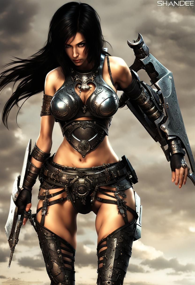 Futuristic Warrior Woman in Sci-Fi Armor