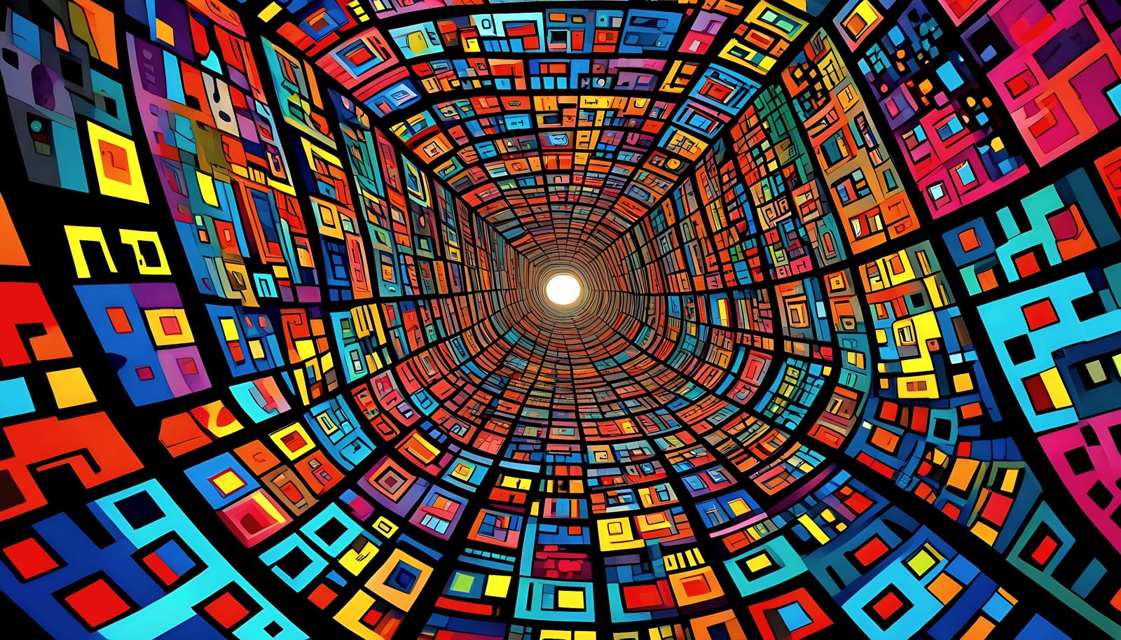 Op-Art Illusion of Infinite Grids Folding Inward