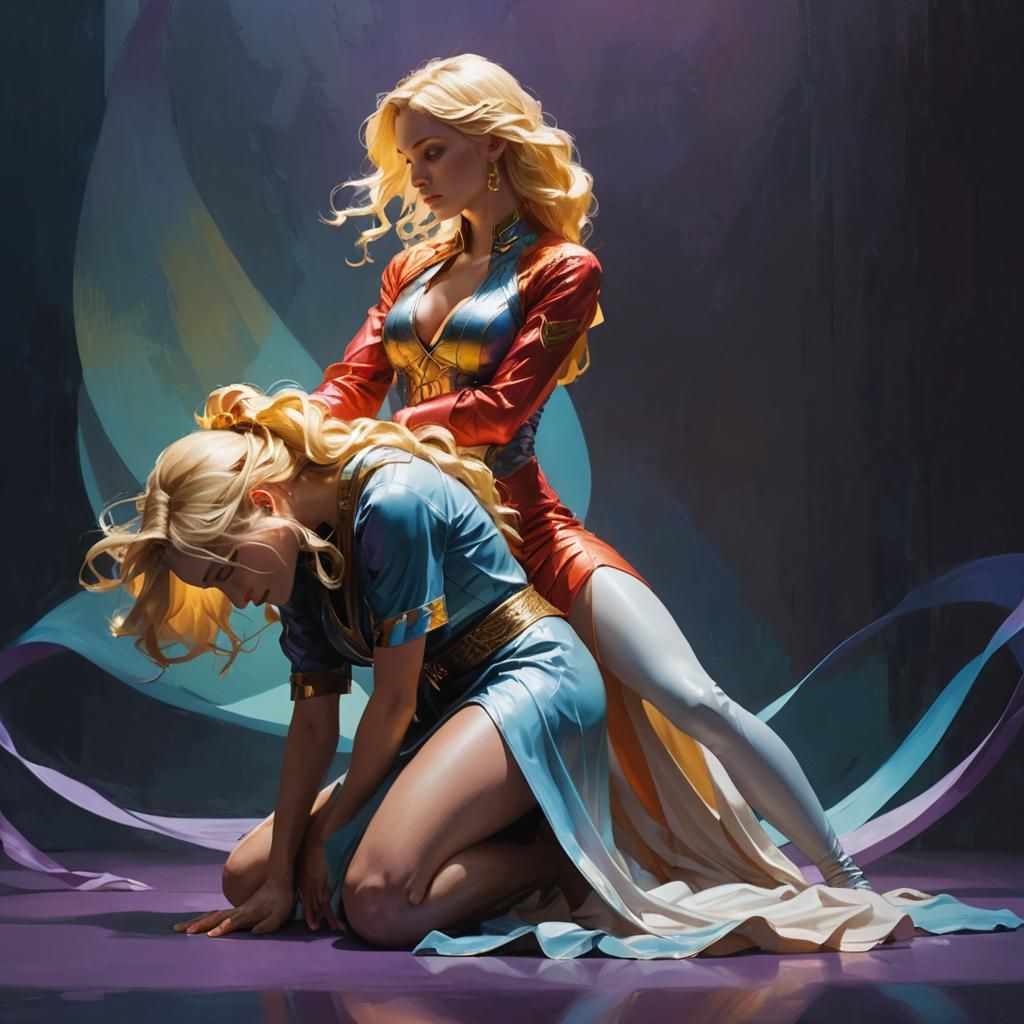 Dominant Blonde Angel vs Submissive Blonde Demoness in Vibra...