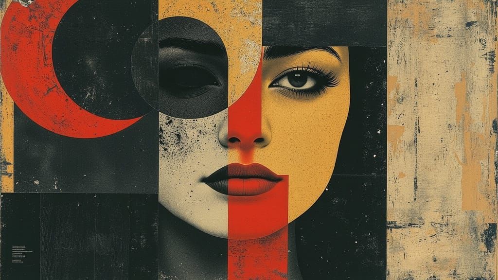 Dark Cubist Portraits with Geometric Symbolism