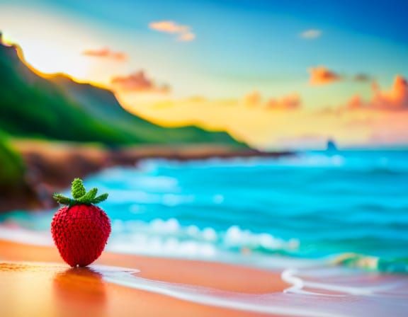 Strawberry Knit Toys Visit Funny Beach