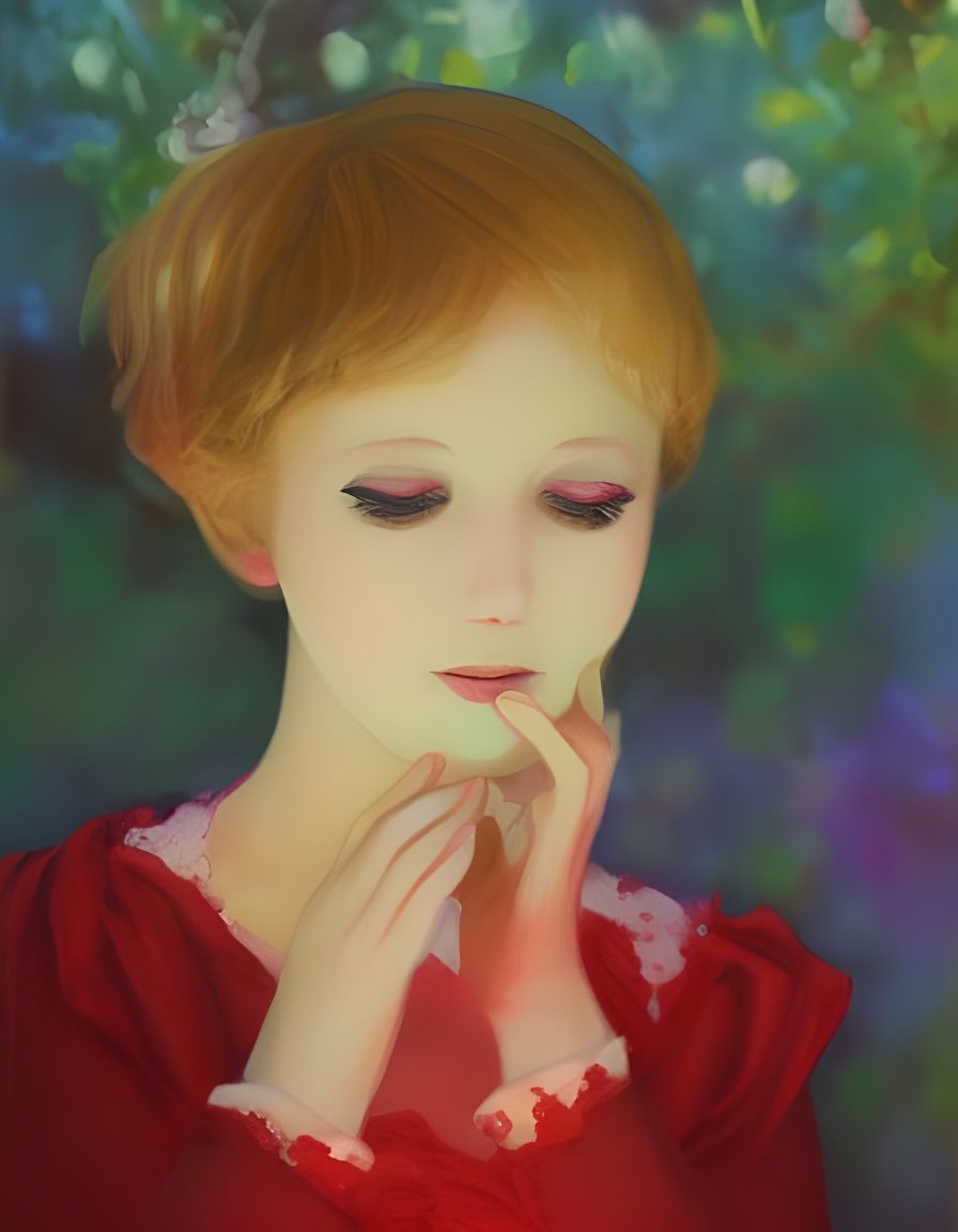 Dreamy Violet Scene in Pre-Raphaelite Style