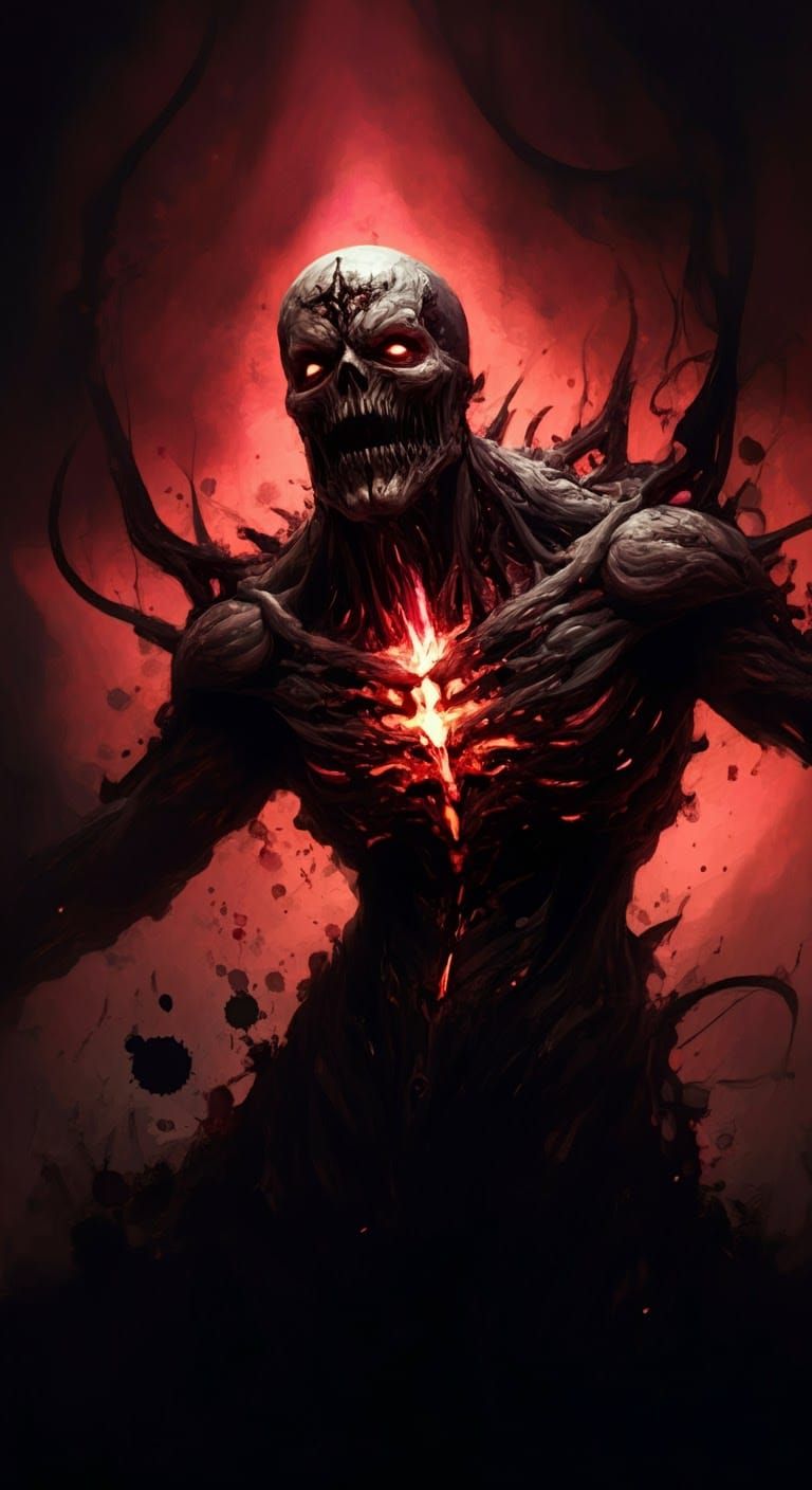 Hellforged Abomination Emerging from Darkness: Speedpaint