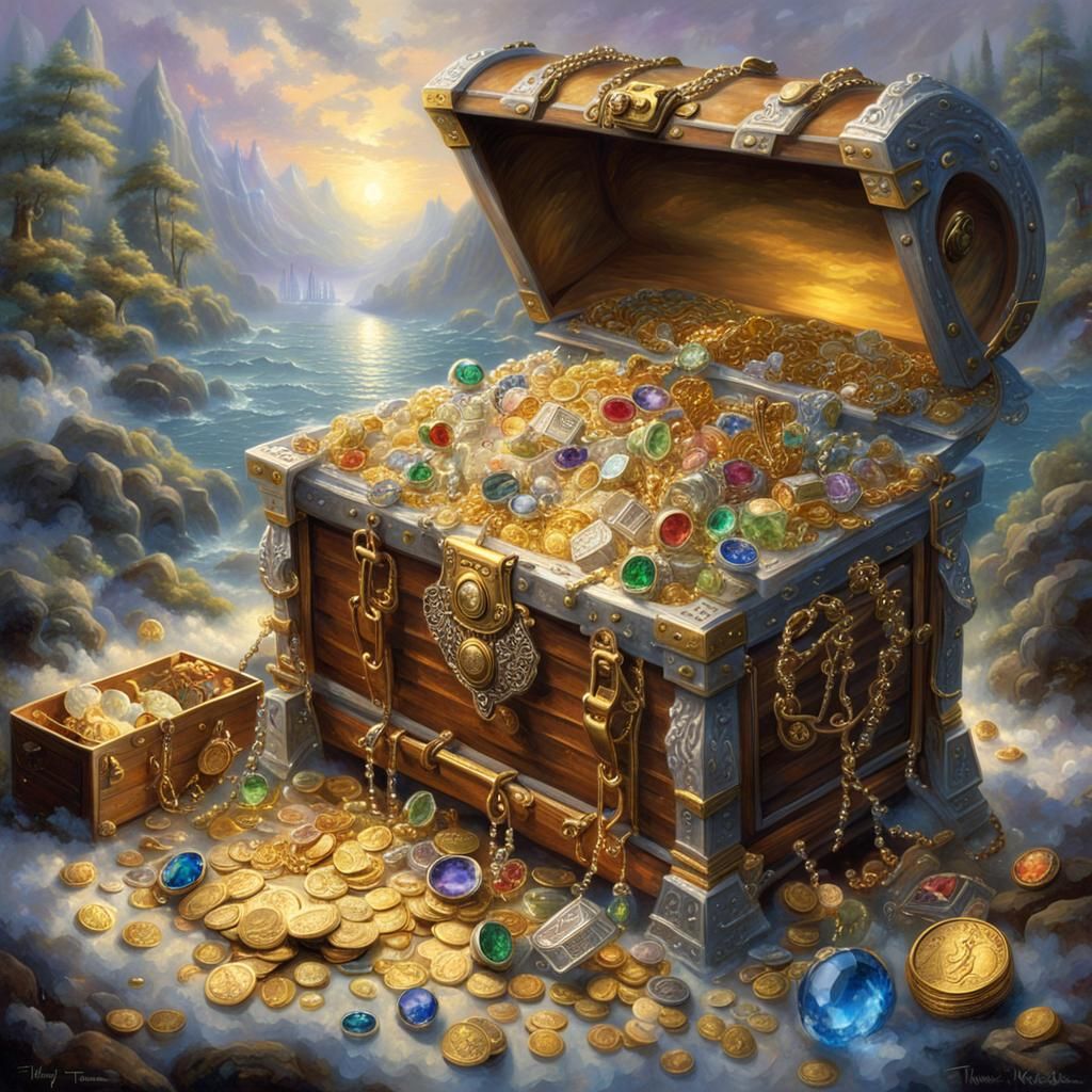 Treasure Chest Overflowing with Gold and Jewels