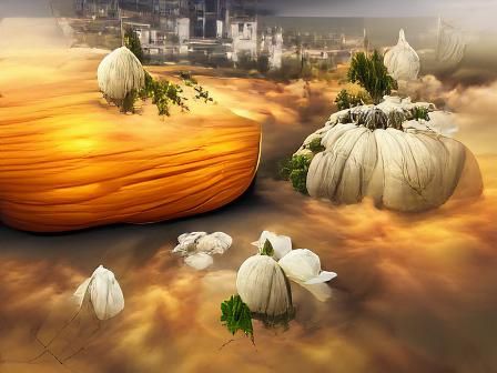 White Pumpkin in Autumn Landscape: Matte Painting