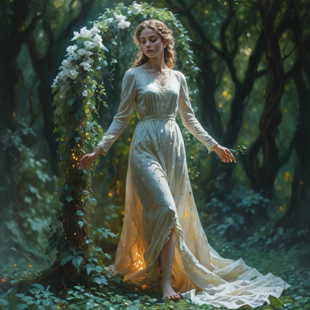 Woman in Garden: Impressionist Oil Painting