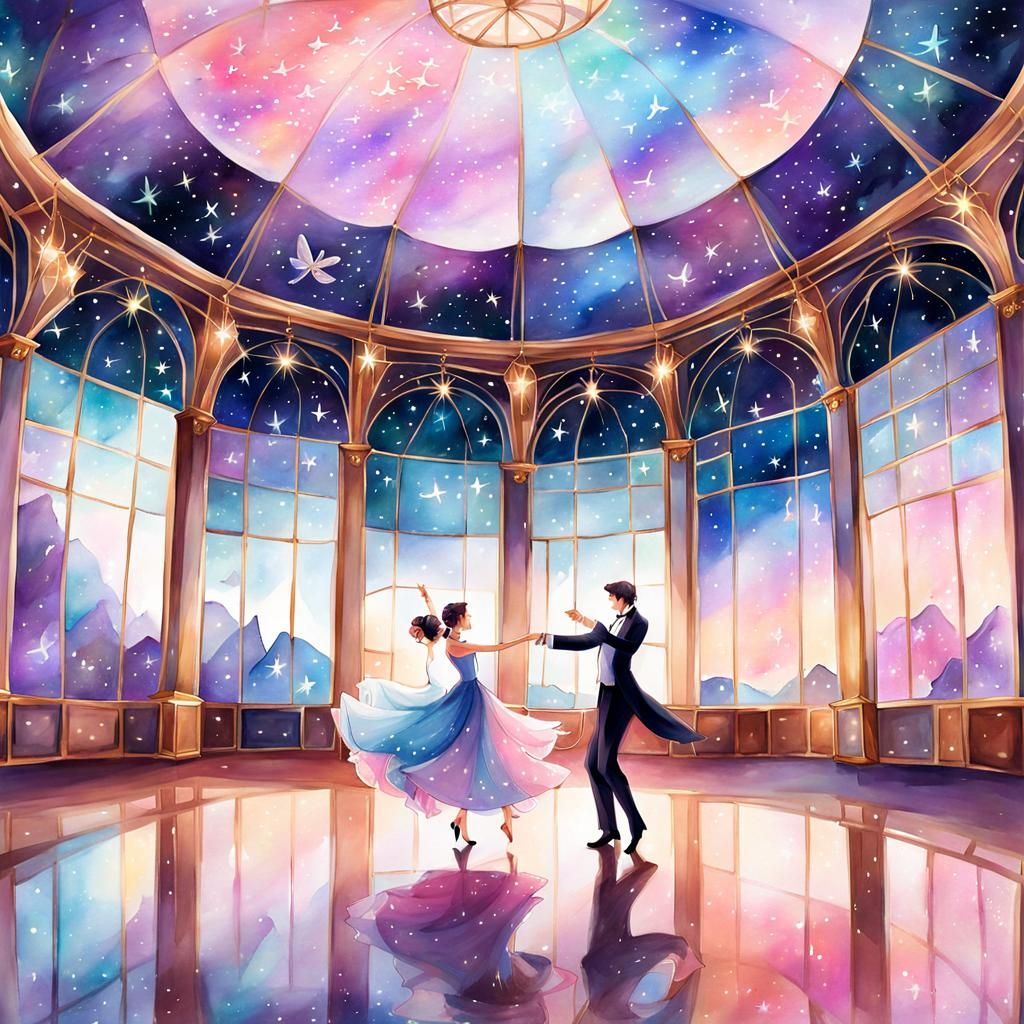 Glass Box Ballroom: Mystical Watercolor Painting