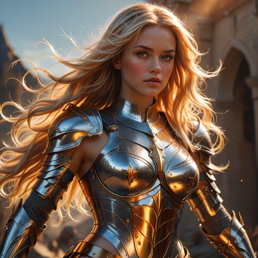 Elegant Female Knight in Shining Bikini Armor