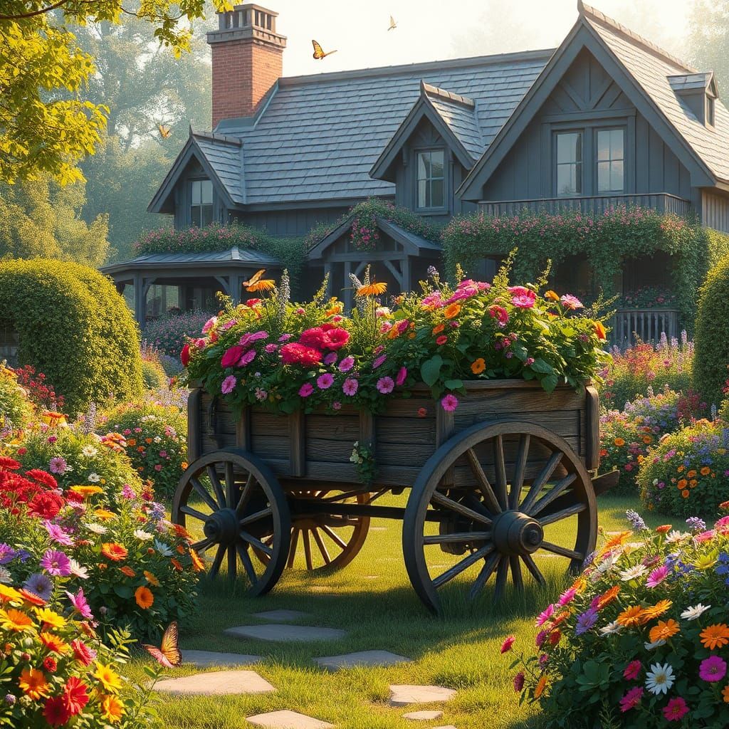 Rustic Wagon at Whimsical Country Estate