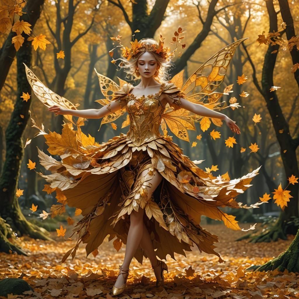 Autumn Fairy Dances in Golden Light