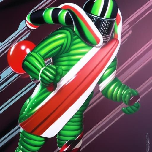 Candy Cane Space Trooper in Comic Book Art