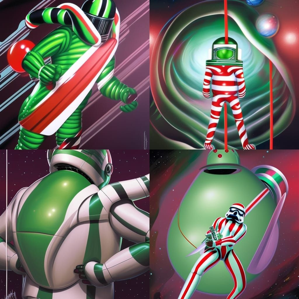 Candy Cane Space Trooper in Comic Book Art Style