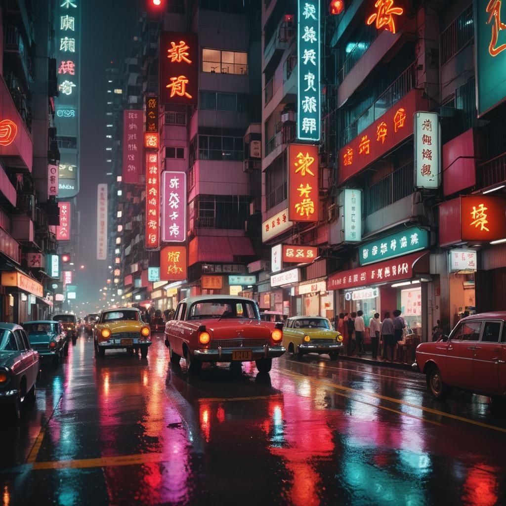 Hong Kong 1960s Nightlife with Neon Lights