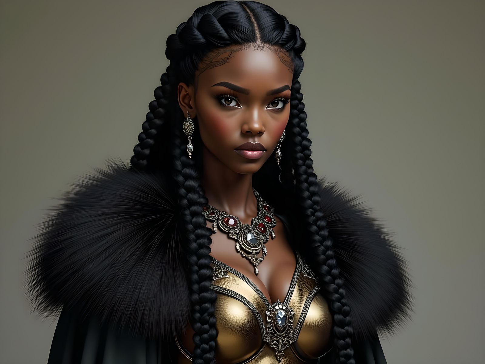 Realistic Portrait of a Beautiful Woman in Armor