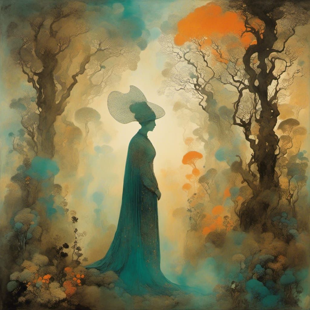 Ethereal Double Exposure Portrait in Dreamy Garden Style