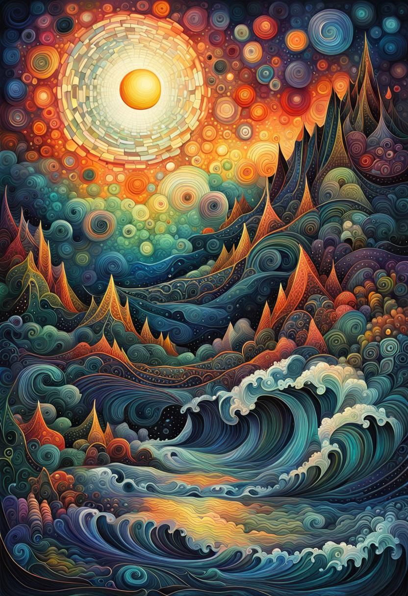 Abstract Northern Lights in Expressionist Oil Painting Style