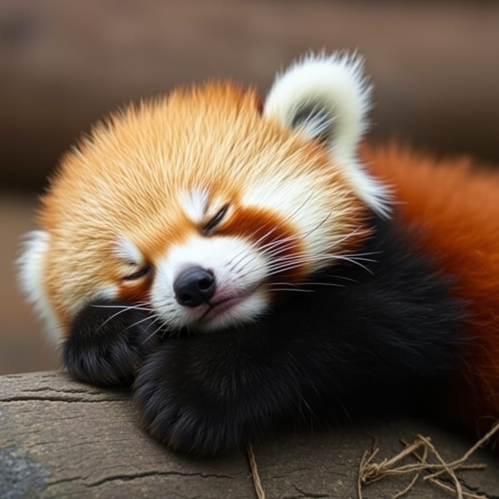 Cuddly Red Panda Sleeping in a Ball