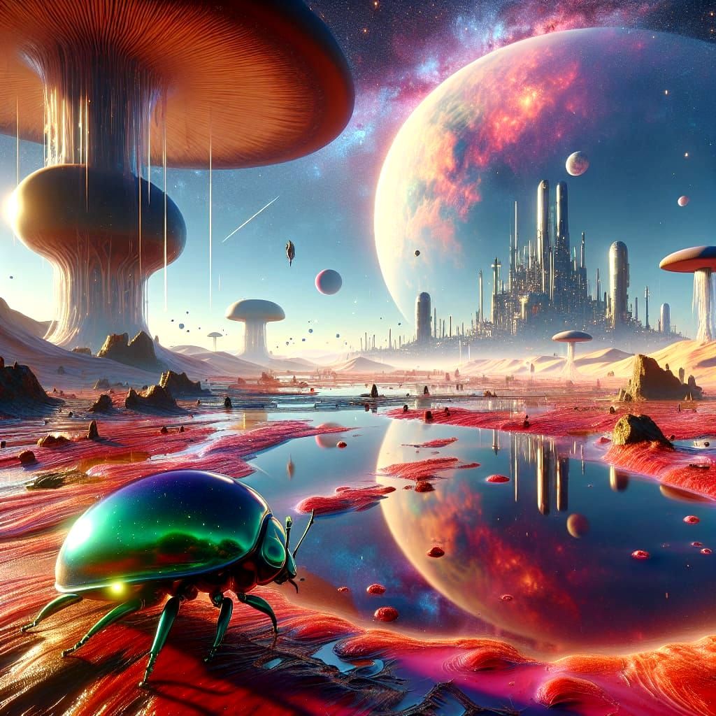 Cosmic Mushroom Metropolis in Alien Realm