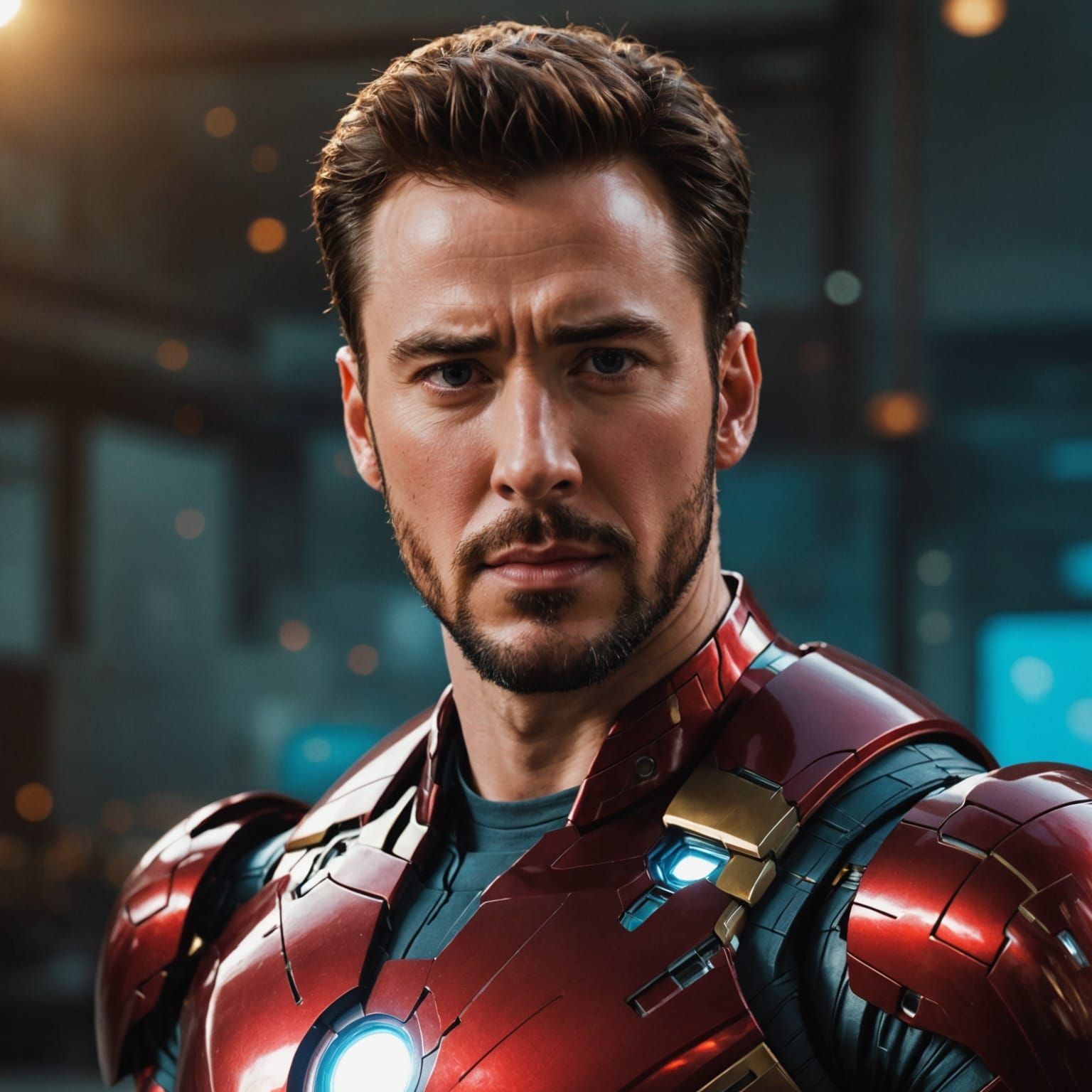 Hyperrealistic Chris Evans as Iron Man Portrait