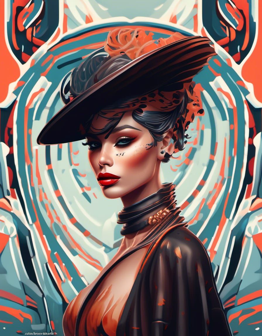 Espresso Fashion: Detailed Digital Portrait