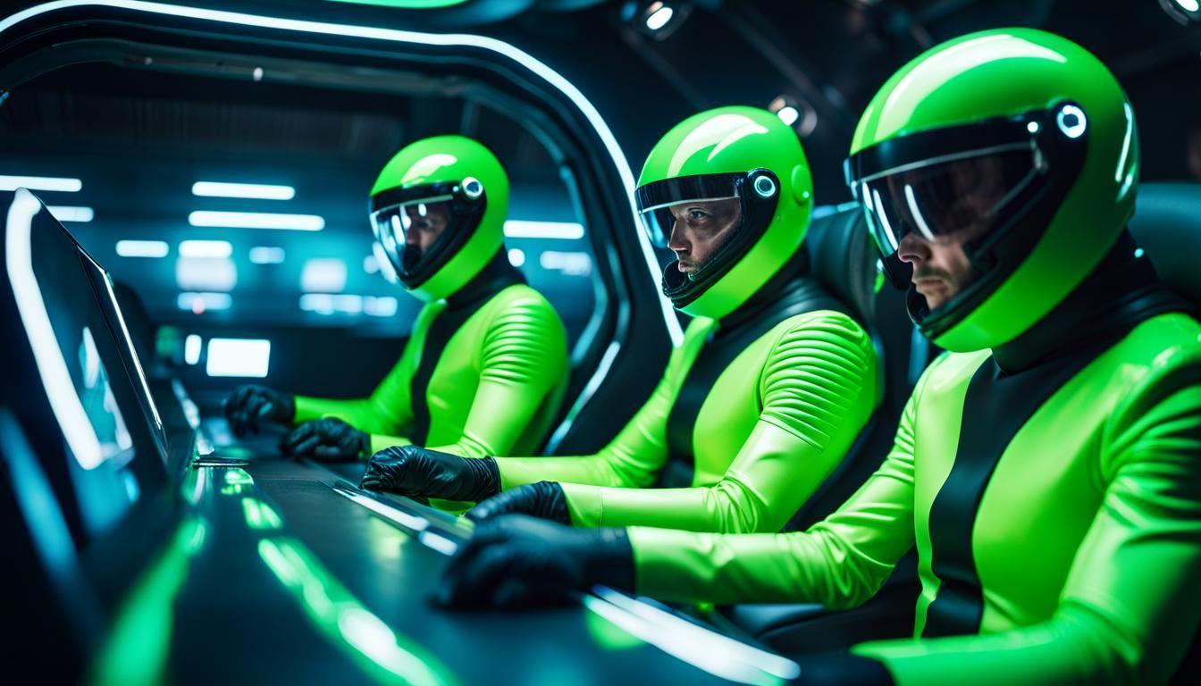 Futuristic Neon Pilots in Space: Professional Photography