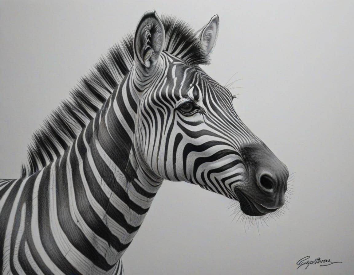 A Zebra in Dark Pencil Shading