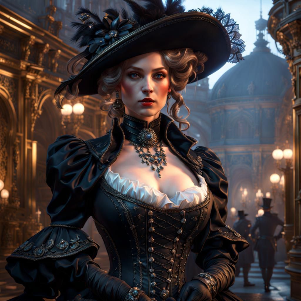 Belle Epoque French Woman in Gothic Splash Art