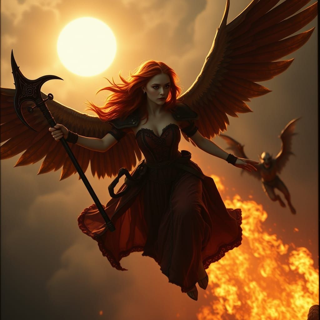 Gothic Redhead Princess Soars Towards the Sun