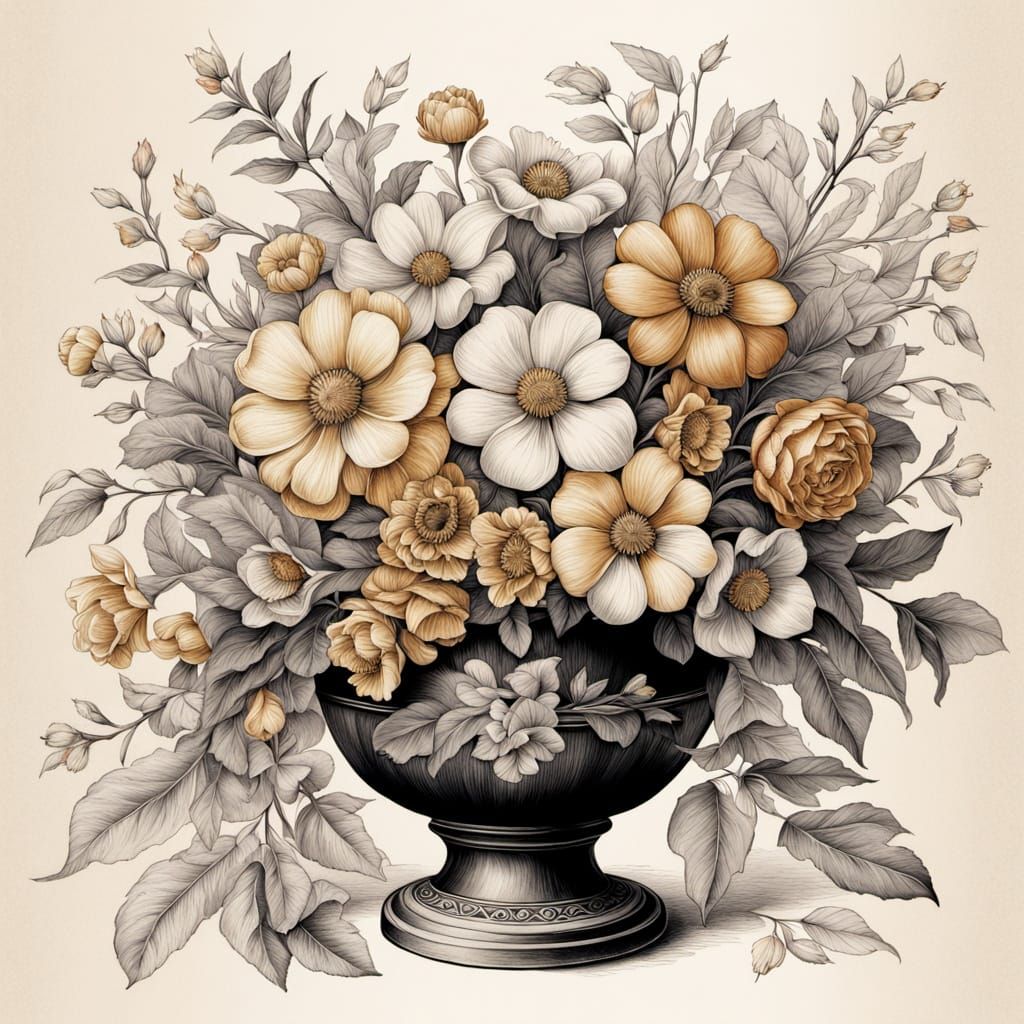 Elegant Botanical Illustration in Vintage Style