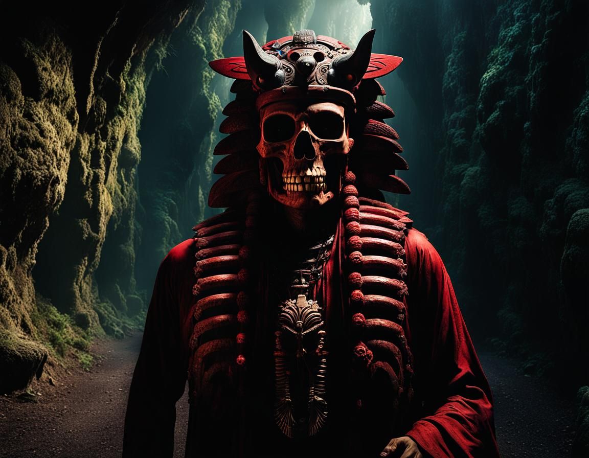Ah Puch Enters Xibalba: A Gothic Surrealist Vision