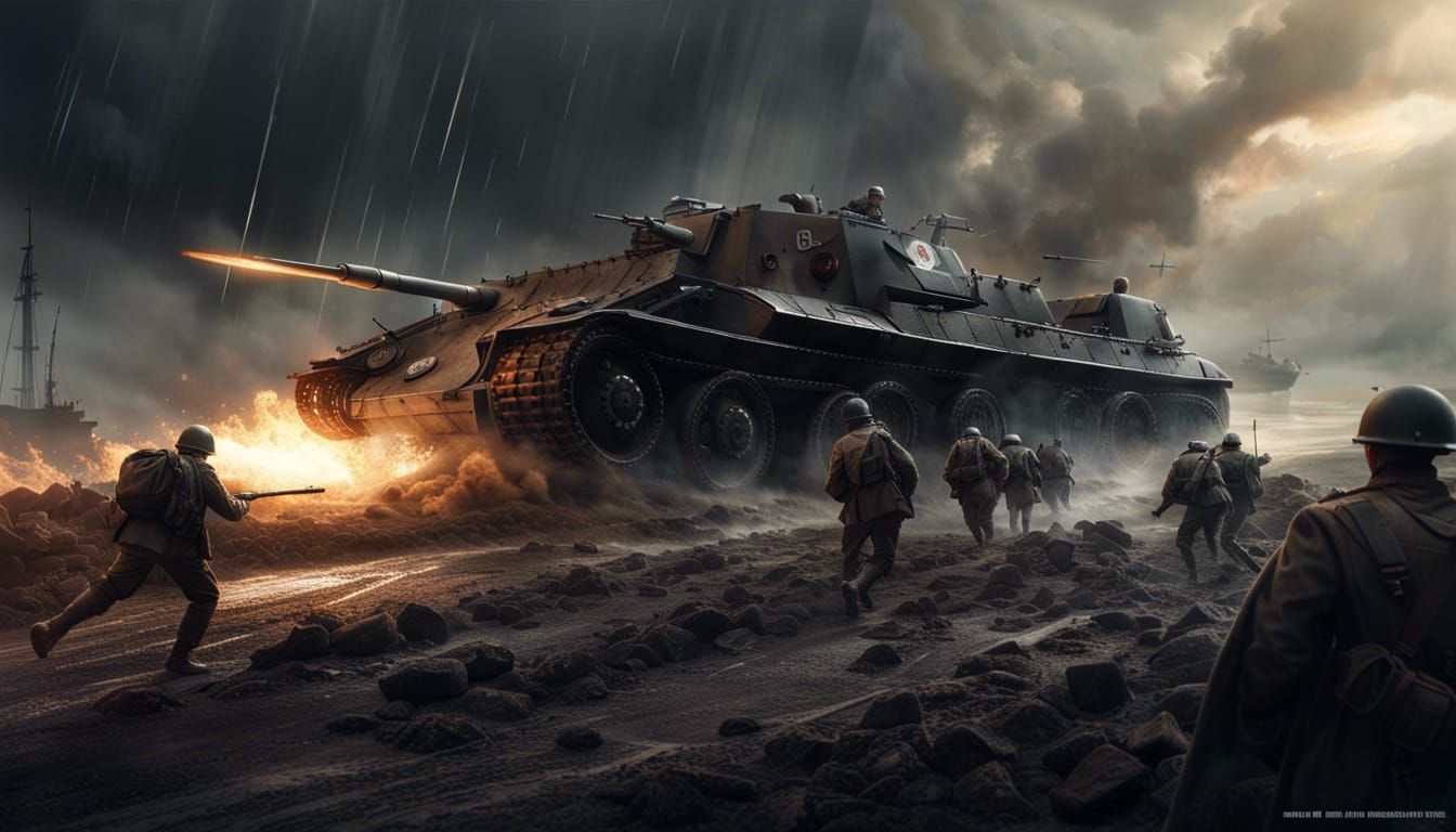 Steel Commanders Lead Armored Assault: Digital Matte Paintin...