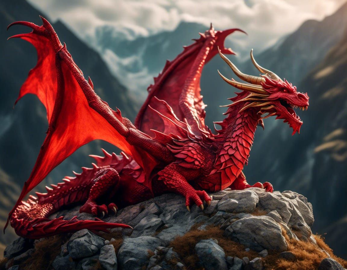 Sleeping Red Dragon in Hyperreal Detail