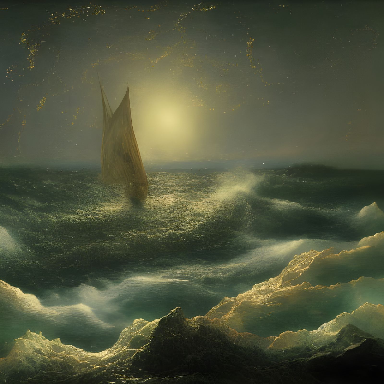 Sea Precious Stone Inlay with Long Exposure