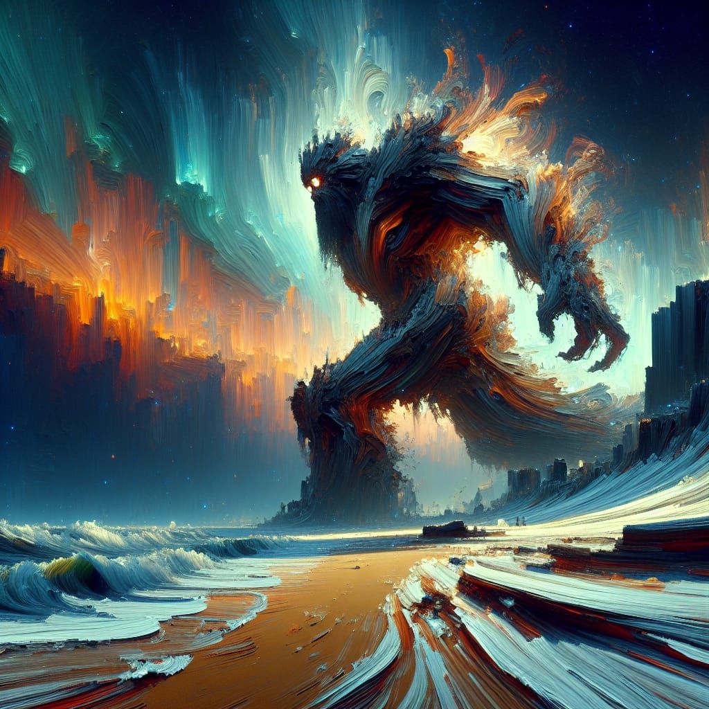 Eldritch Entity on Alien Beach: Impasto Maximalism