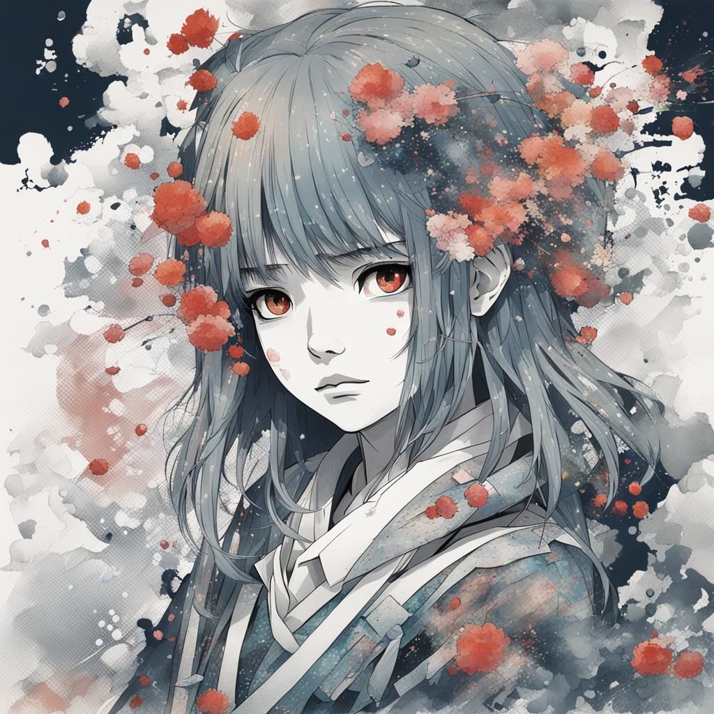 Intense Character Portrait in Manga Style