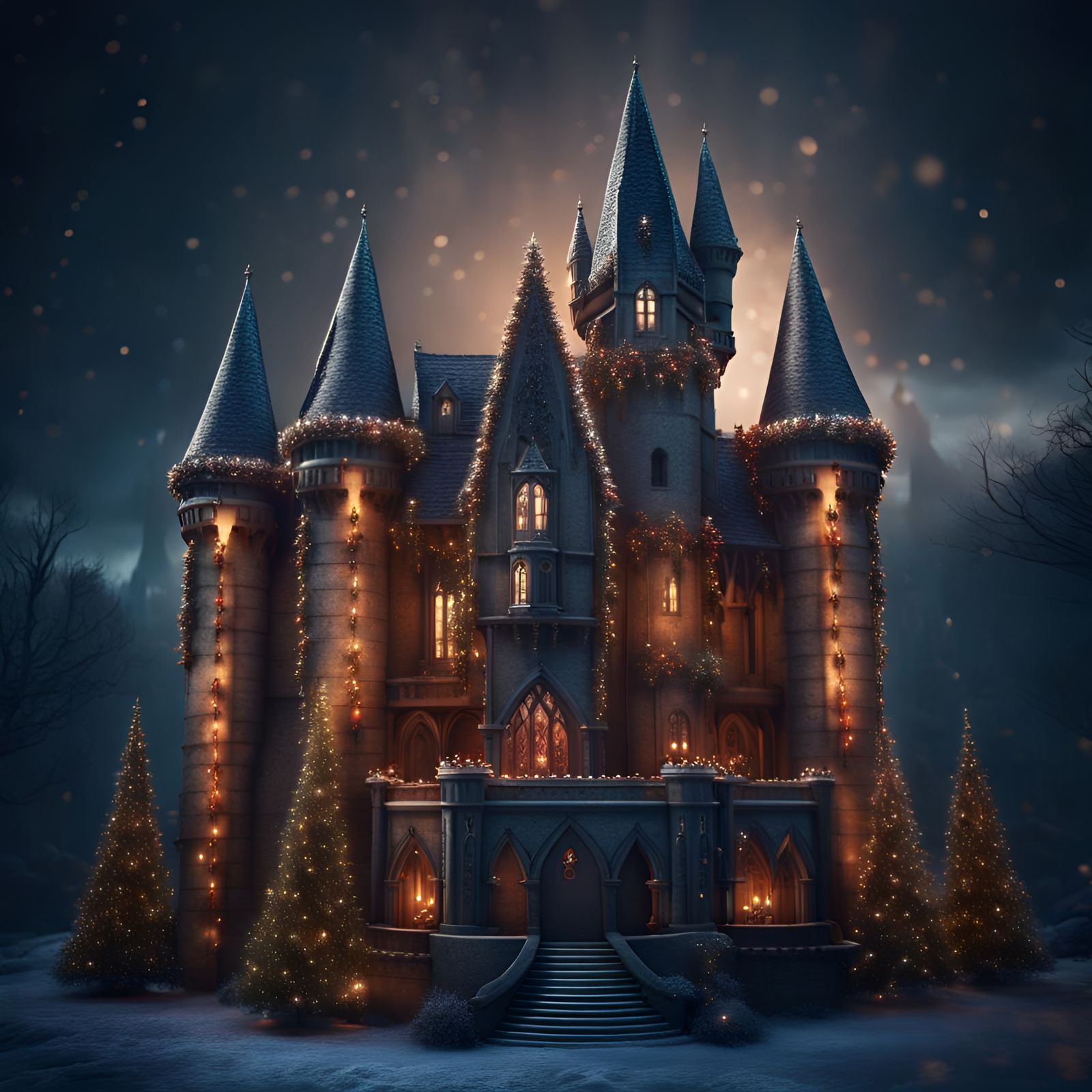 Stunning gothic castle decorated for the holidays 🎄