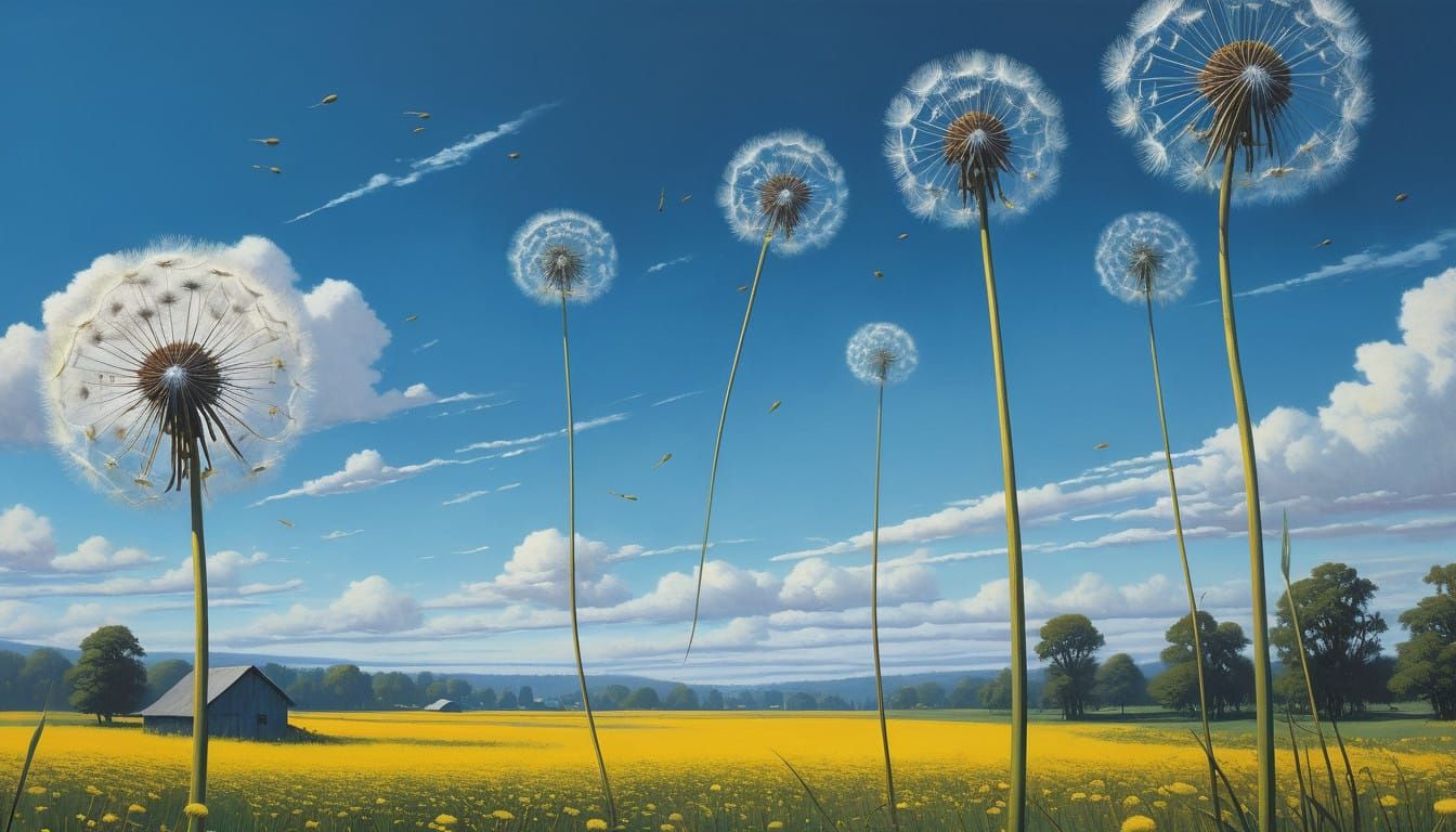 Vibrant Dandelion Field in Warm Sunlight