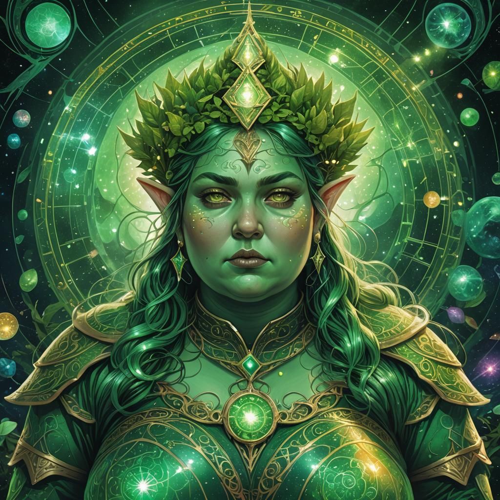 Obese Elf Girl in Astral Cosmic Style