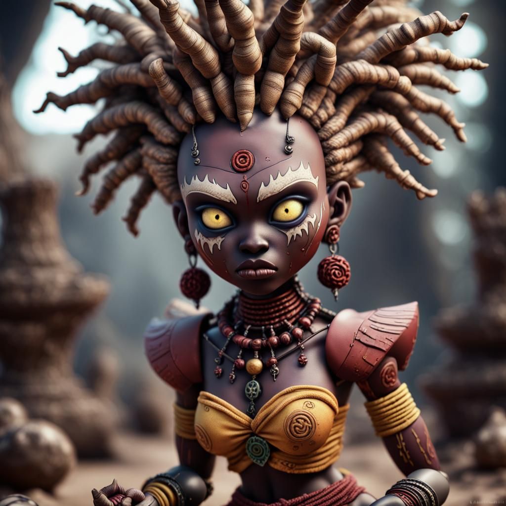 Demonic Super Saiyan Voodoo Doll: Detailed Matte Painting
