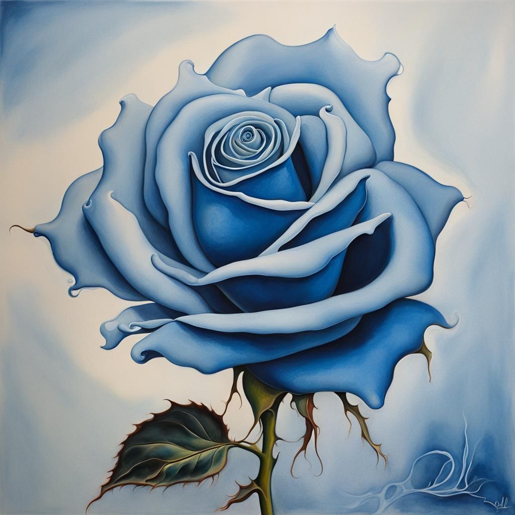 Blue Rose in Surrealist Style