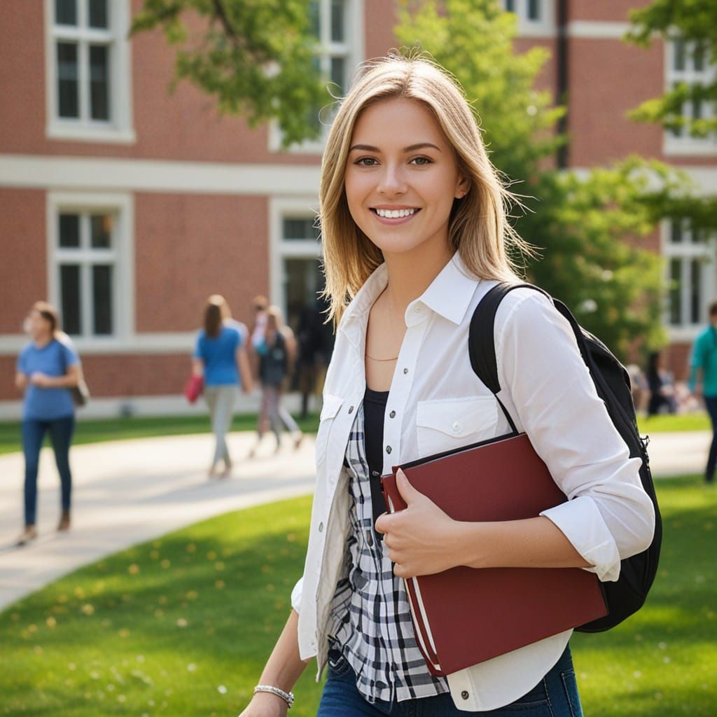 College Senior Crossing Campus with Determined Attitude