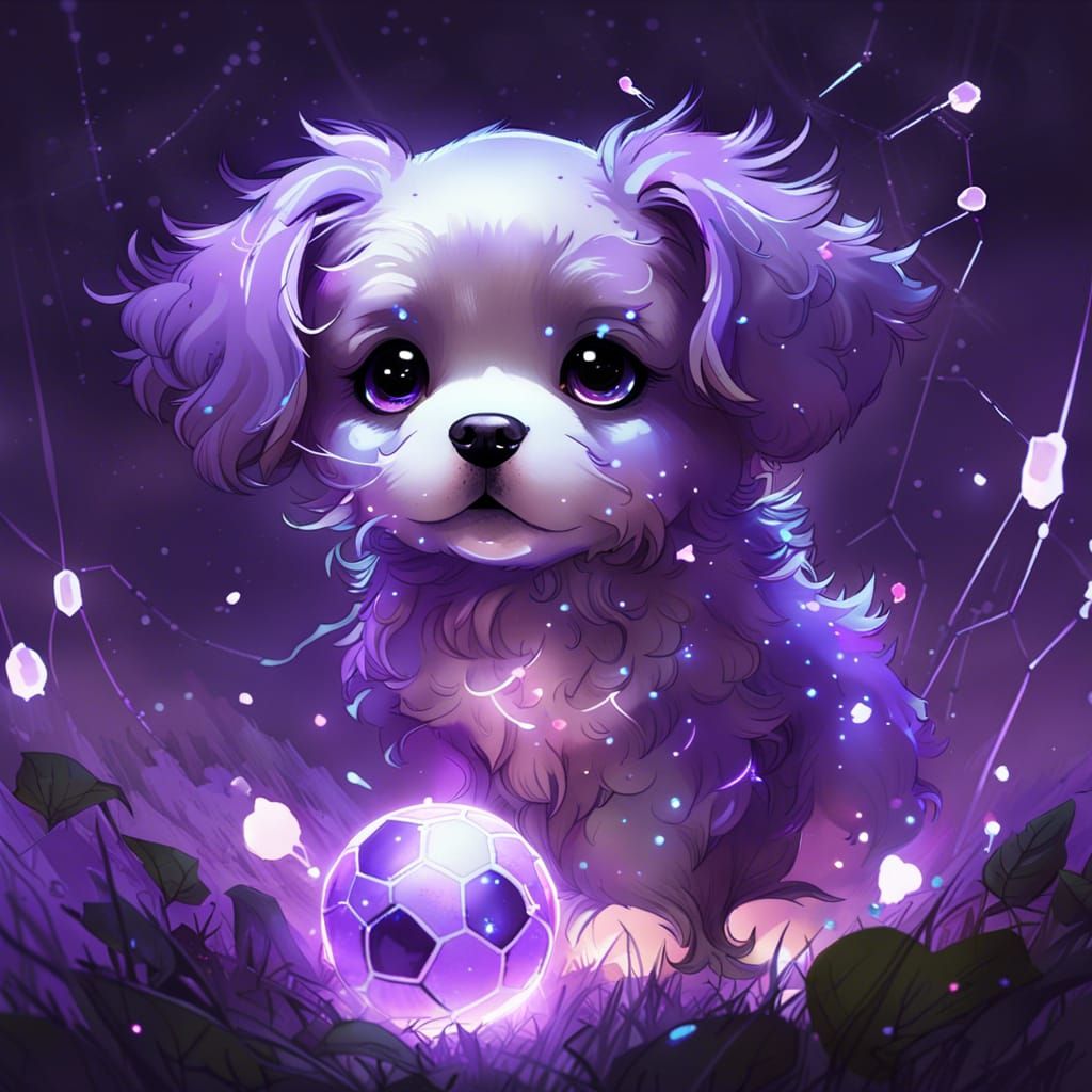Constellation Puppy Plays Football: Digital Art