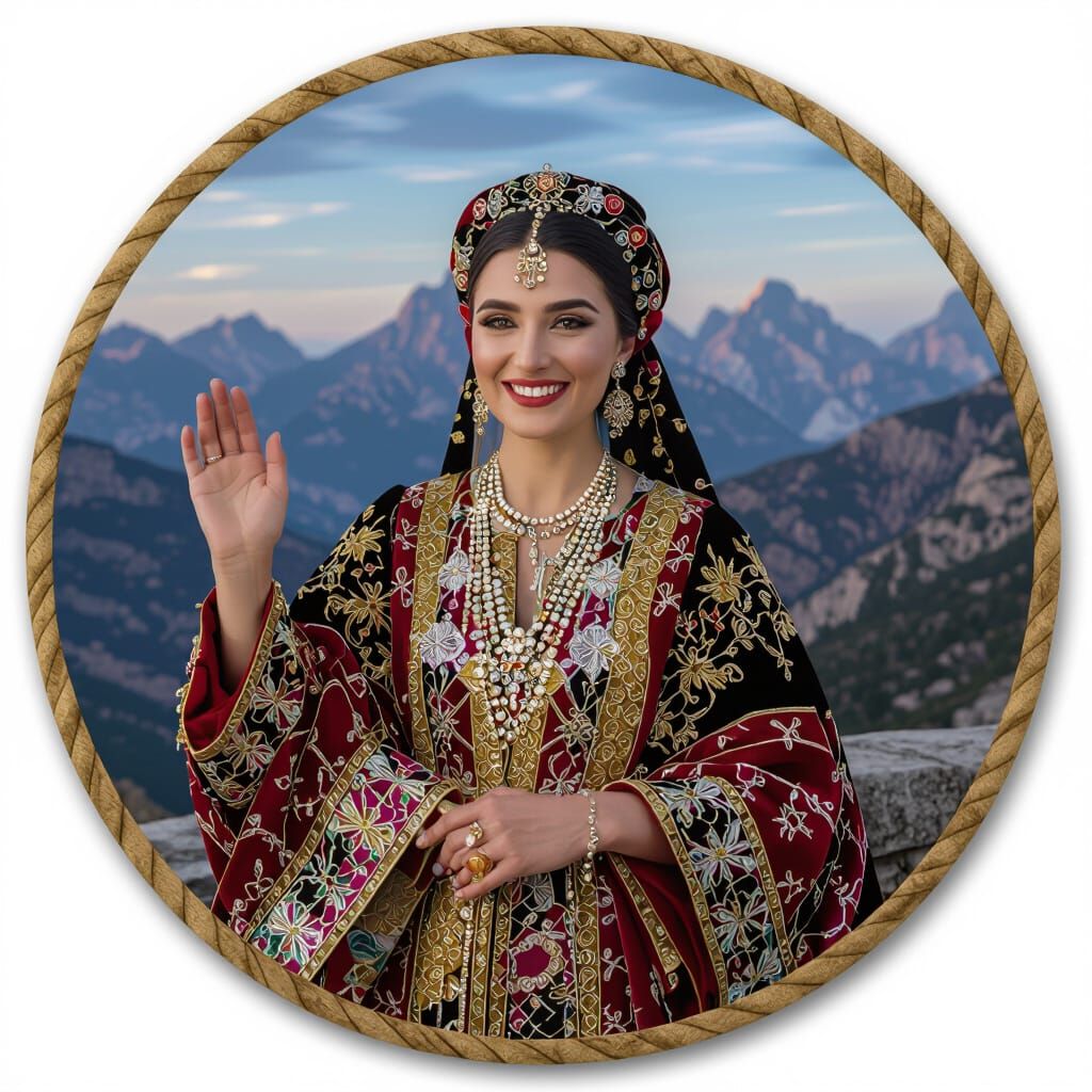 Fiery Red Braids Descend Rocky Cliffs in Cinematic Photo