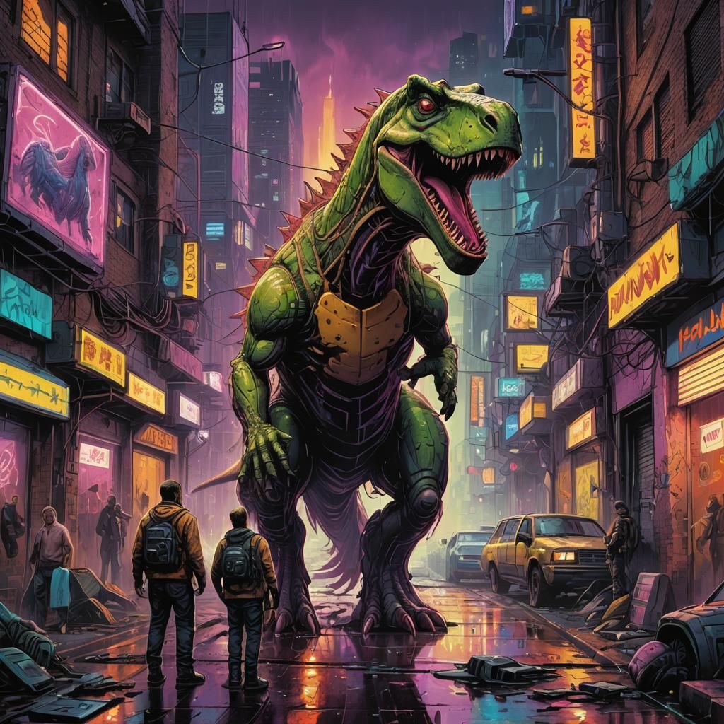 Barney in Dystopia: Comic Book Graffiti Art