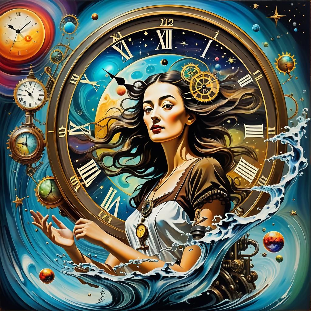 Surreal Time Travel with Steampunk and Flowing Water