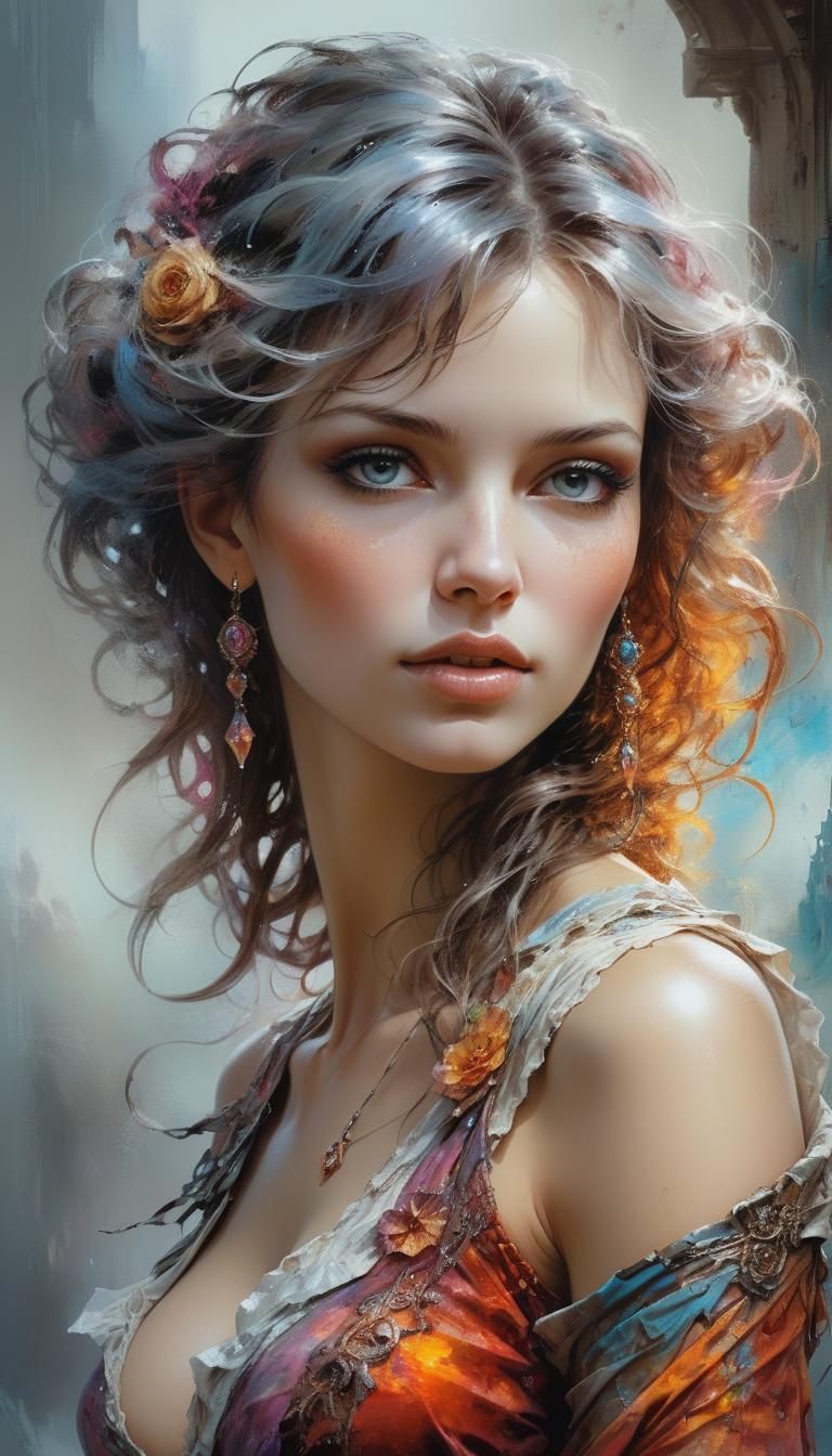 Mystifying Woman Portrait in Art Nouveau Digital Art