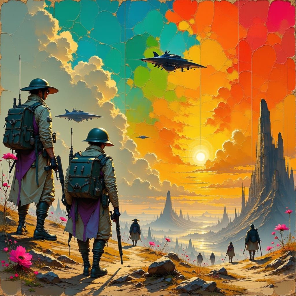 Futuristic Soldiers Fight Aliens in Terraformed City